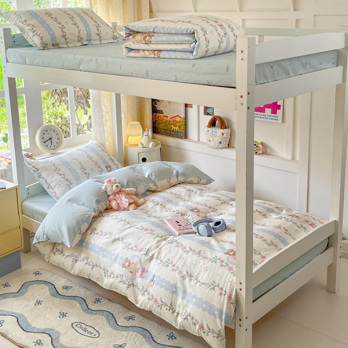 91家纺网 家纺一手货源 找家纺 涵宸家纺 2025新款学生图-全棉印花-甜系三件套四件套 A静享时光