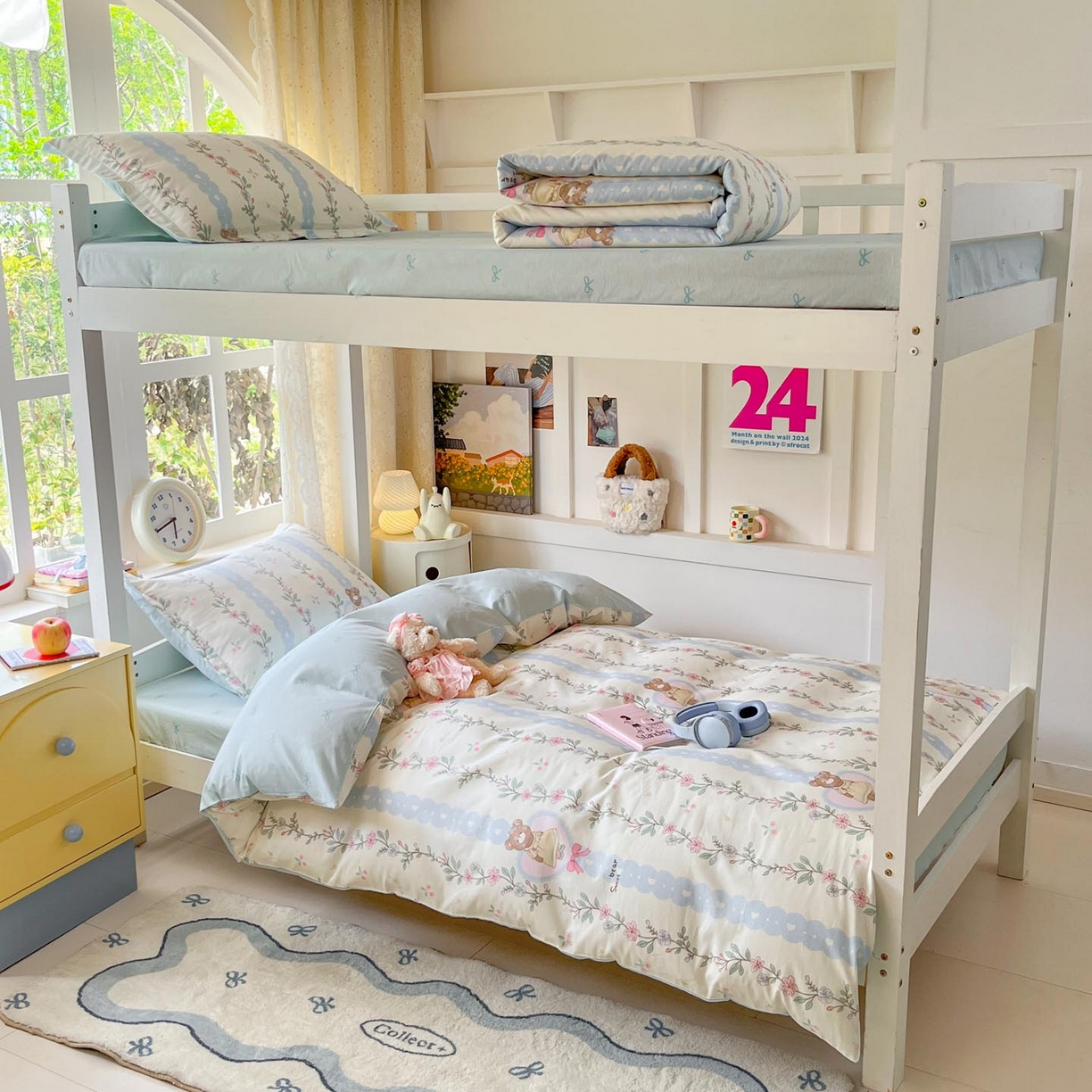 91家纺网 家纺一手货源 找家纺 涵宸家纺 2025新款学生图-全棉印花-甜系三件套四件套 A静享时光