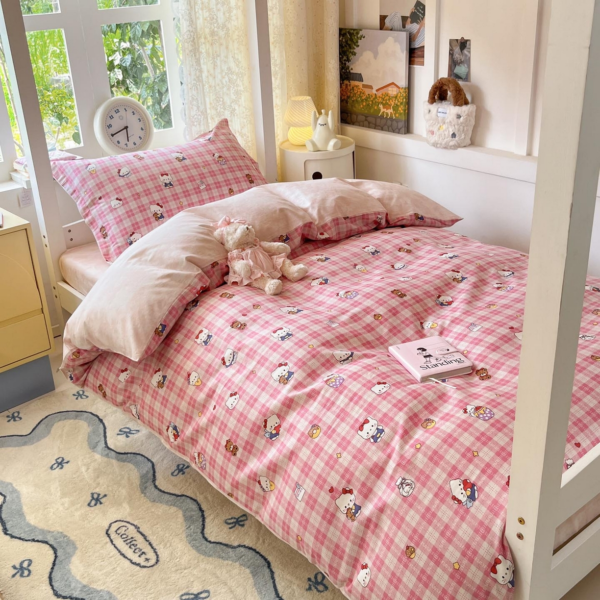 涵宸家纺 2025新款学生图-全棉印花-甜系三件套四件套 A凯蒂-粉