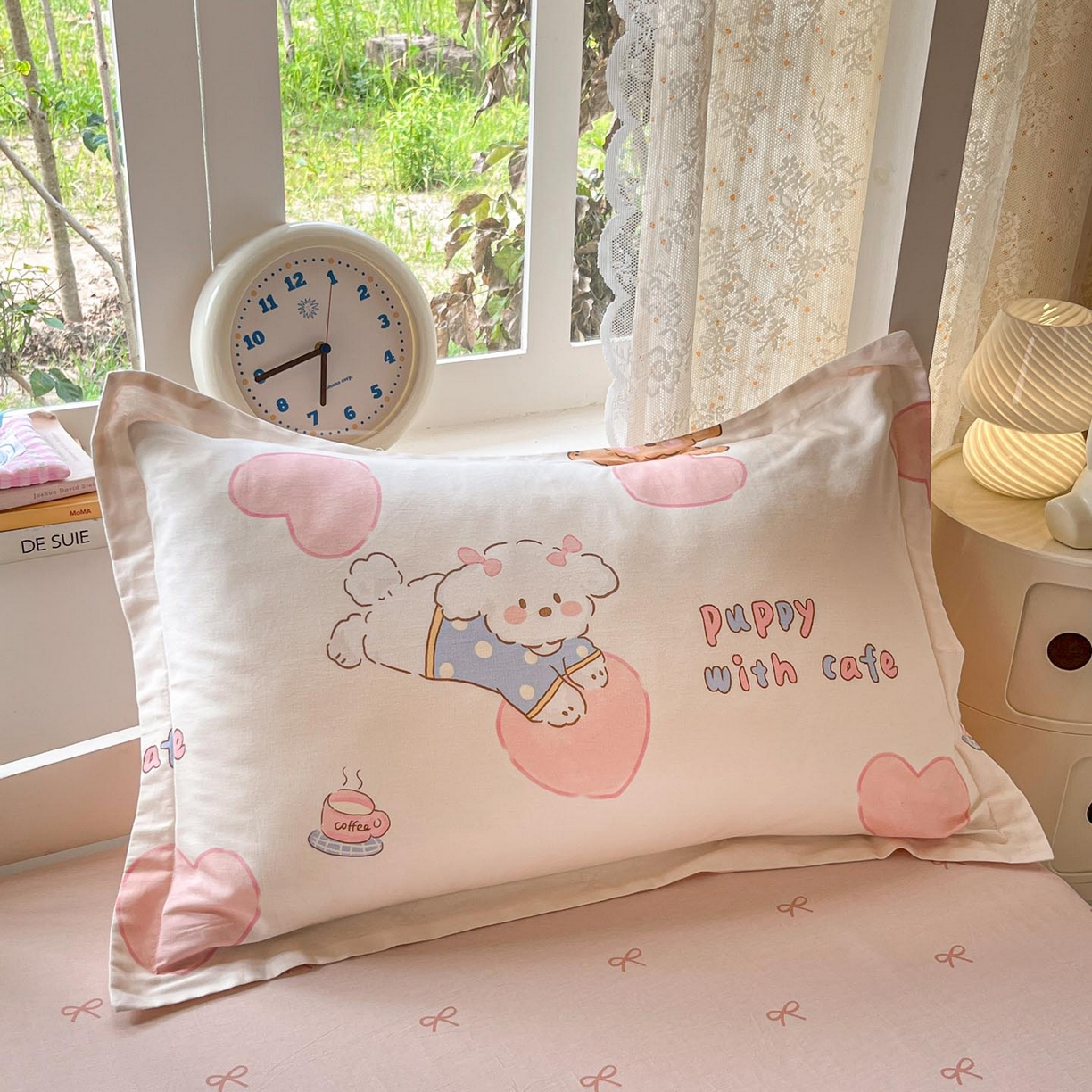 91家纺网 家纺一手货源 找家纺 涵宸家纺 2025新款学生图-全棉印花-甜系三件套四件套 A幸运犬