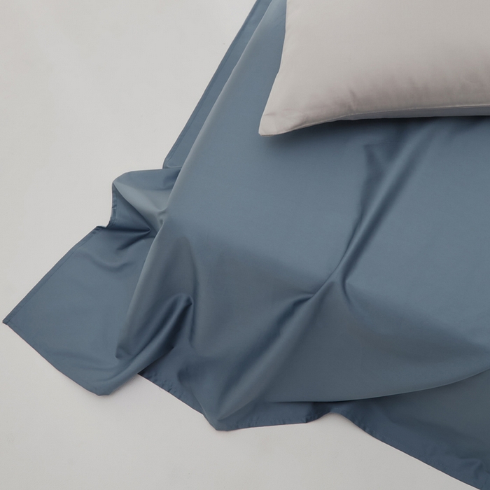91家纺网 家纺一手货源 找家纺 有点武功 2025新款100S全棉贡缎长绒棉纯色单床单轻奢居家学生宿舍纯棉床单 风暴蓝
