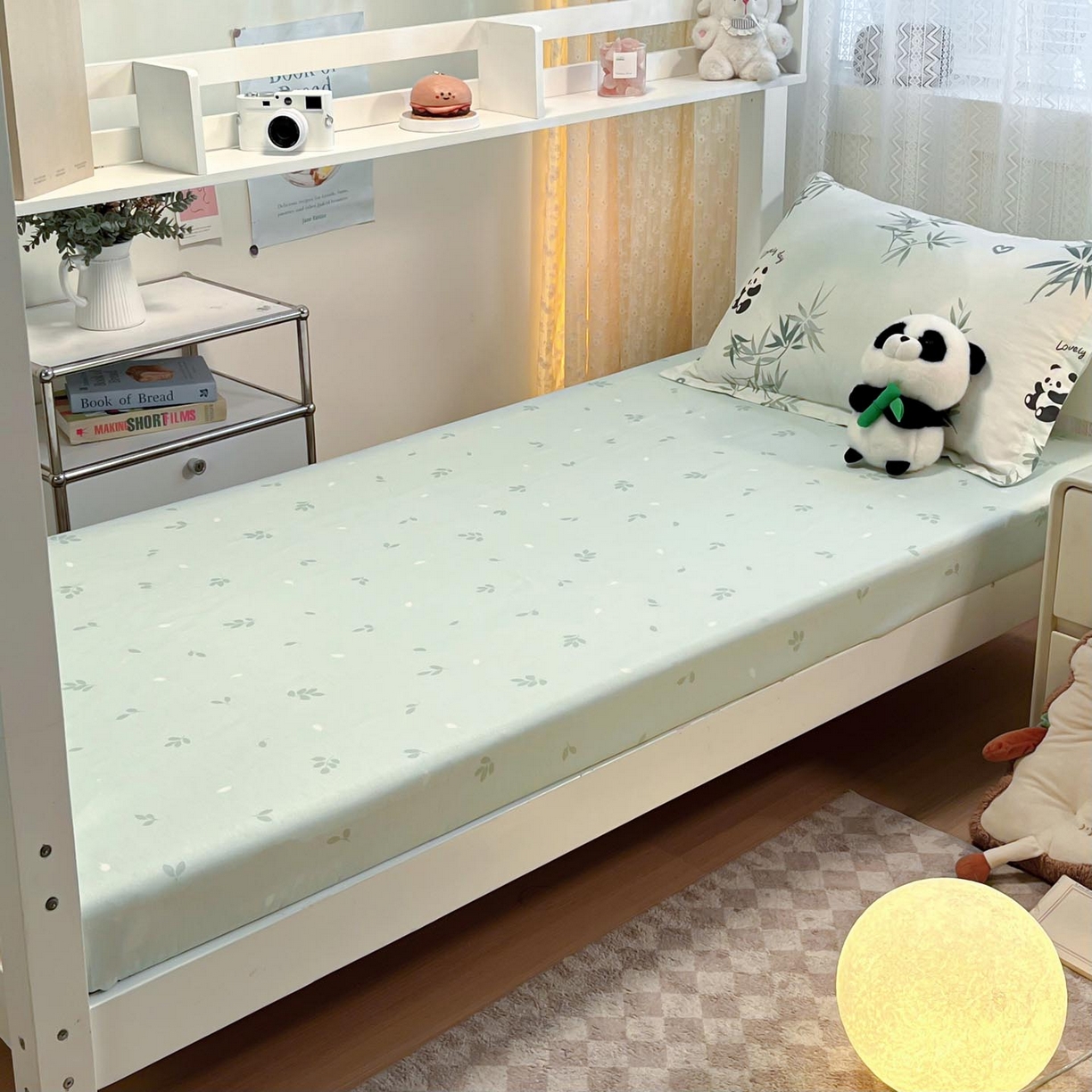 91家纺网 家纺一手货源 找家纺 涵宸家纺 2025新款学生图-全棉印花-甜系三件套四件套 A竹子熊猫