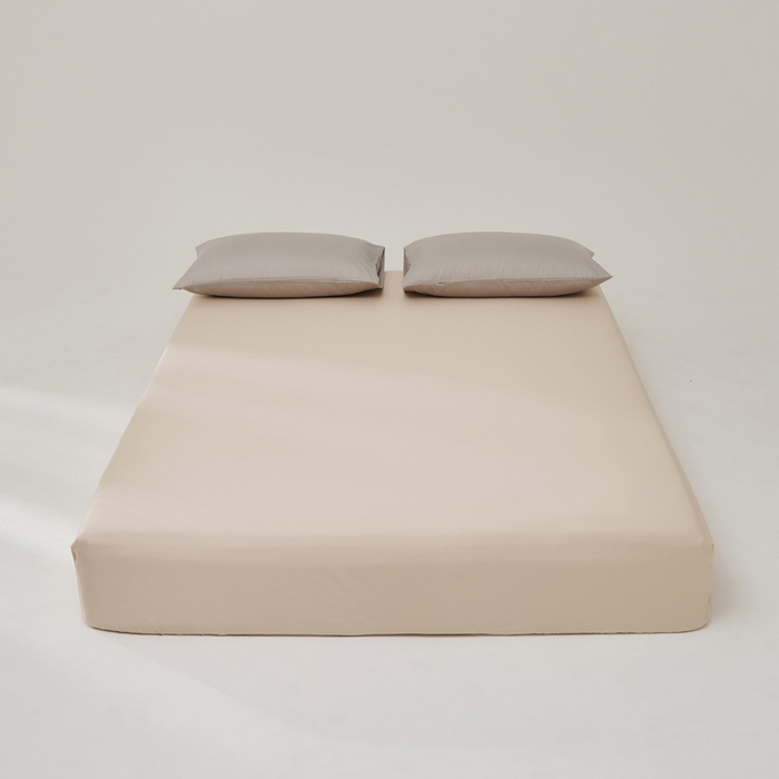 91家纺网 家纺一手货源 找家纺 有点武功 2025新款100S全棉贡缎长绒棉纯色单床笠轻奢居家学生宿舍纯棉床笠 奶油卡其