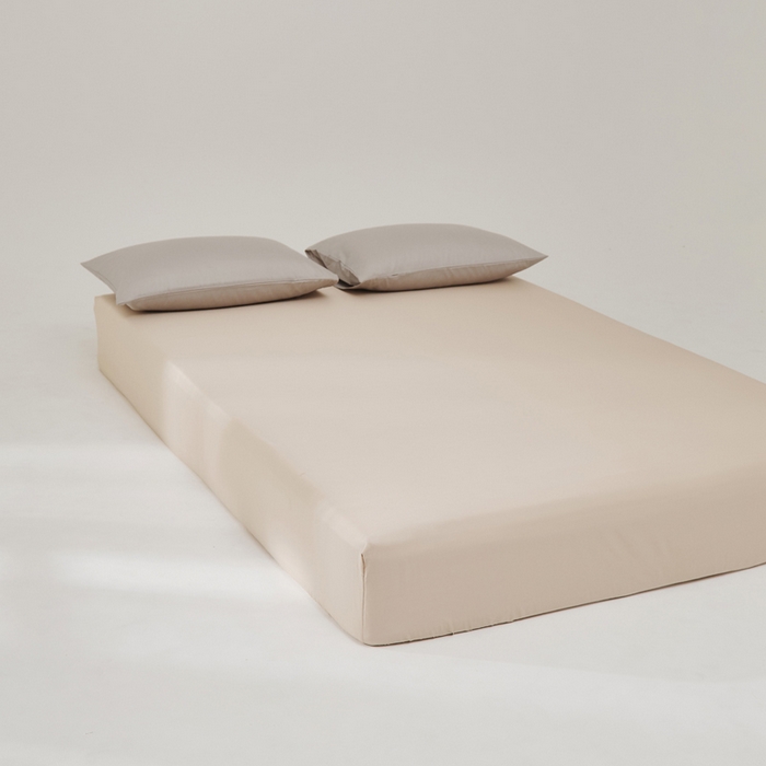 91家纺网 家纺一手货源 找家纺 有点武功 2025新款100S全棉贡缎长绒棉纯色单床笠轻奢居家学生宿舍纯棉床笠 奶油卡其