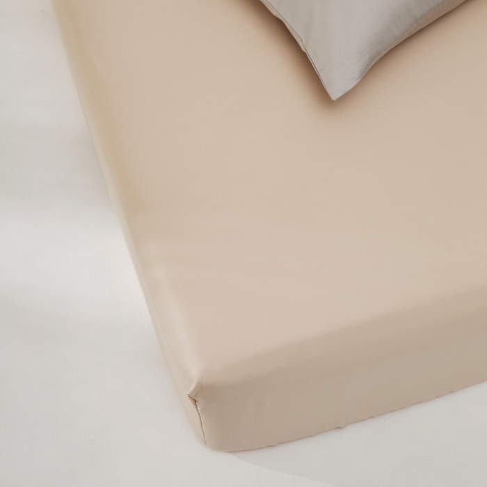 91家纺网 家纺一手货源 找家纺 有点武功 2025新款100S全棉贡缎长绒棉纯色单床笠轻奢居家学生宿舍纯棉床笠 奶油卡其