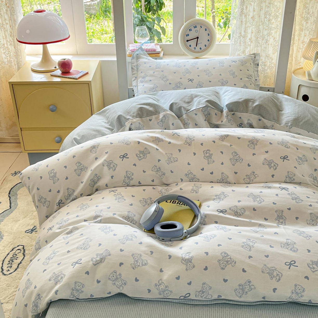 91家纺网 家纺一手货源 找家纺 涵宸家纺 2025新款学生图-全棉印花-甜系三件套四件套 B幸运熊