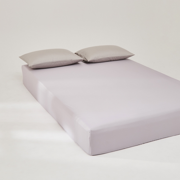 91家纺网 家纺一手货源 找家纺 有点武功 2025新款100S全棉贡缎长绒棉纯色单床笠轻奢居家学生宿舍纯棉床笠 白紫色