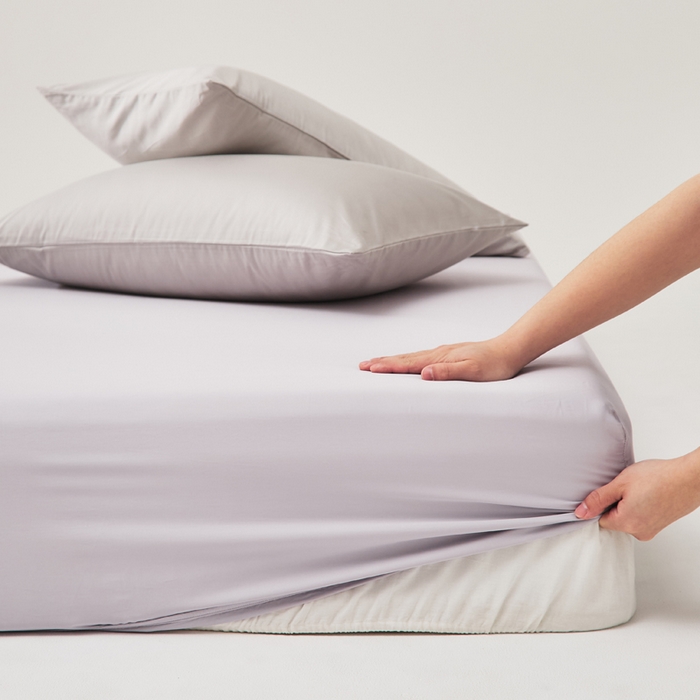 有点武功 2025新款100S全棉贡缎长绒棉纯色单床笠轻奢居家学生宿舍纯棉床笠 白紫色