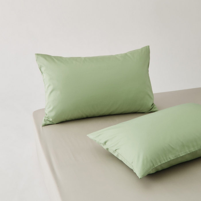 91家纺网 家纺一手货源 找家纺 有点武功 2025新款100S全棉贡缎长绒棉纯色单枕套家庭居家学生宿舍枕套轻奢简约纯棉枕套 青草绿