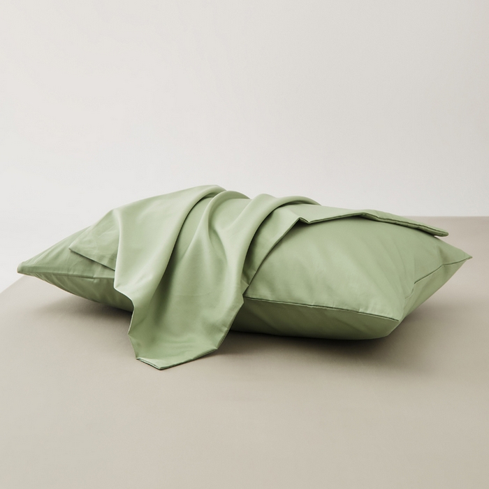 有点武功 2025新款100S全棉贡缎长绒棉纯色单枕套家庭居家学生宿舍枕套轻奢简约纯棉枕套 青草绿