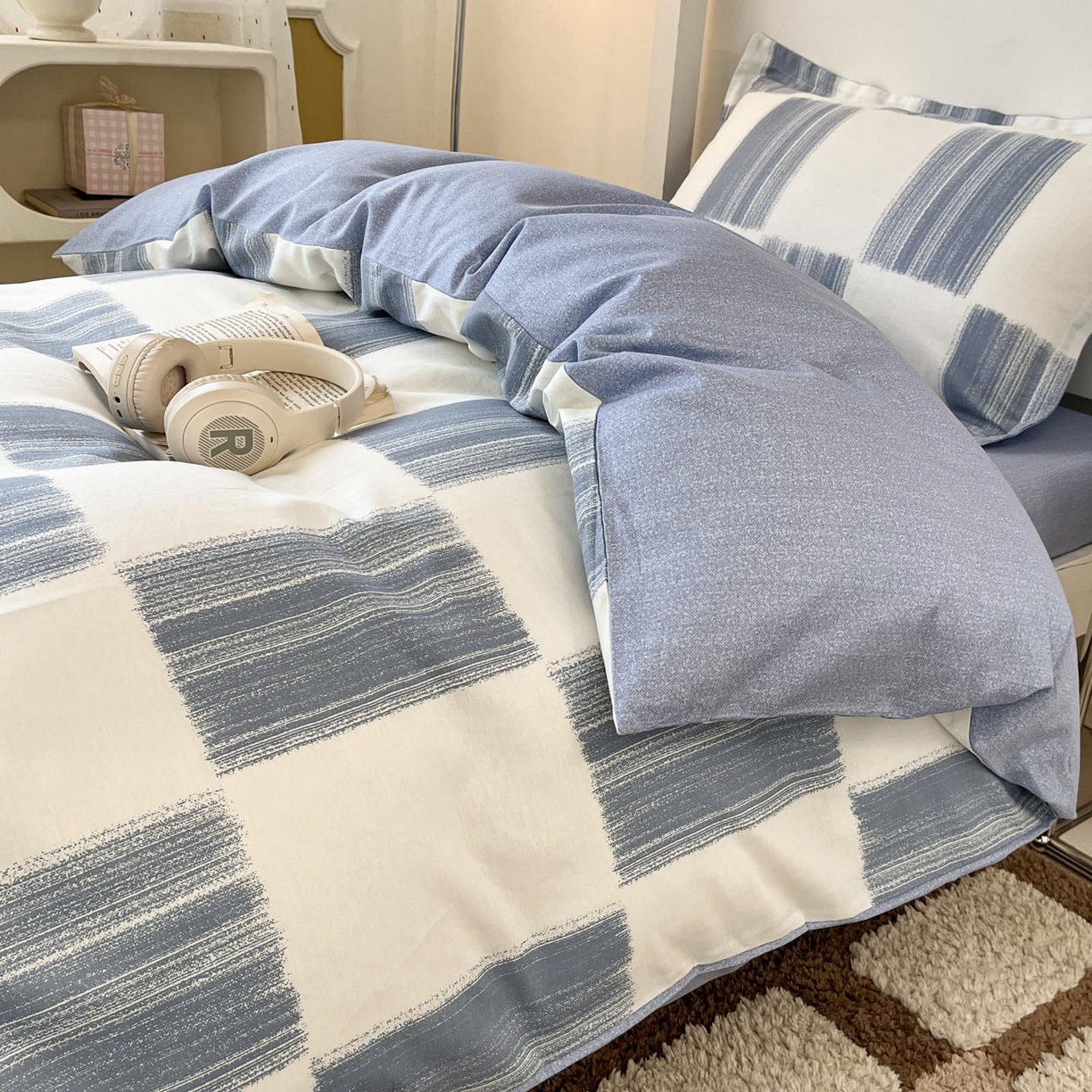 91家纺网 家纺一手货源 找家纺 涵宸家纺 2025新款学生图-全棉印花-甜系三件套四件套 D简西