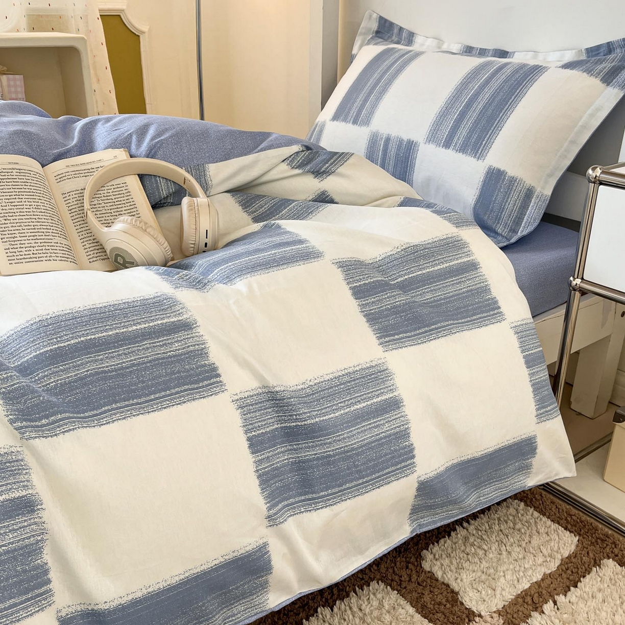 91家纺网 家纺一手货源 找家纺 涵宸家纺 2025新款学生图-全棉印花-甜系三件套四件套 D简西