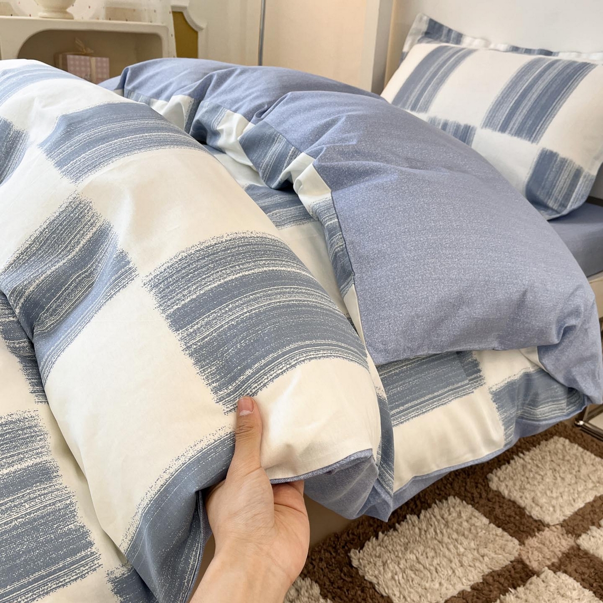 91家纺网 家纺一手货源 找家纺 涵宸家纺 2025新款学生图-全棉印花-甜系三件套四件套 D简西