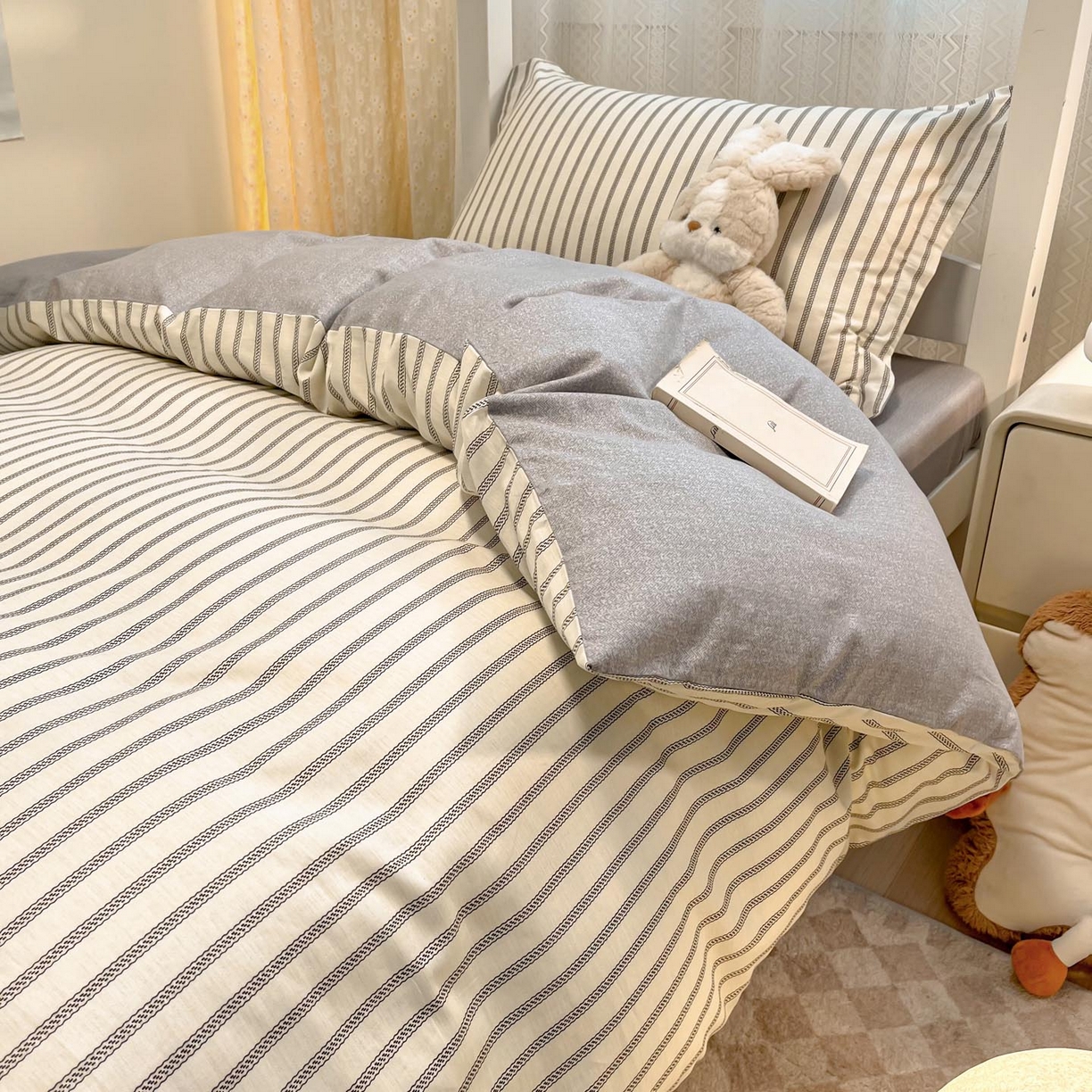 91家纺网 家纺一手货源 找家纺 涵宸家纺 2025新款学生图-全棉印花-甜系三件套四件套 D写书