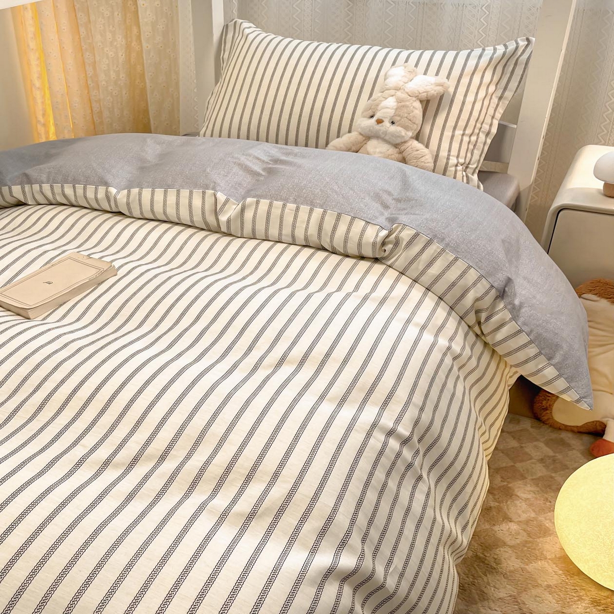 91家纺网 家纺一手货源 找家纺 涵宸家纺 2025新款学生图-全棉印花-甜系三件套四件套 D写书