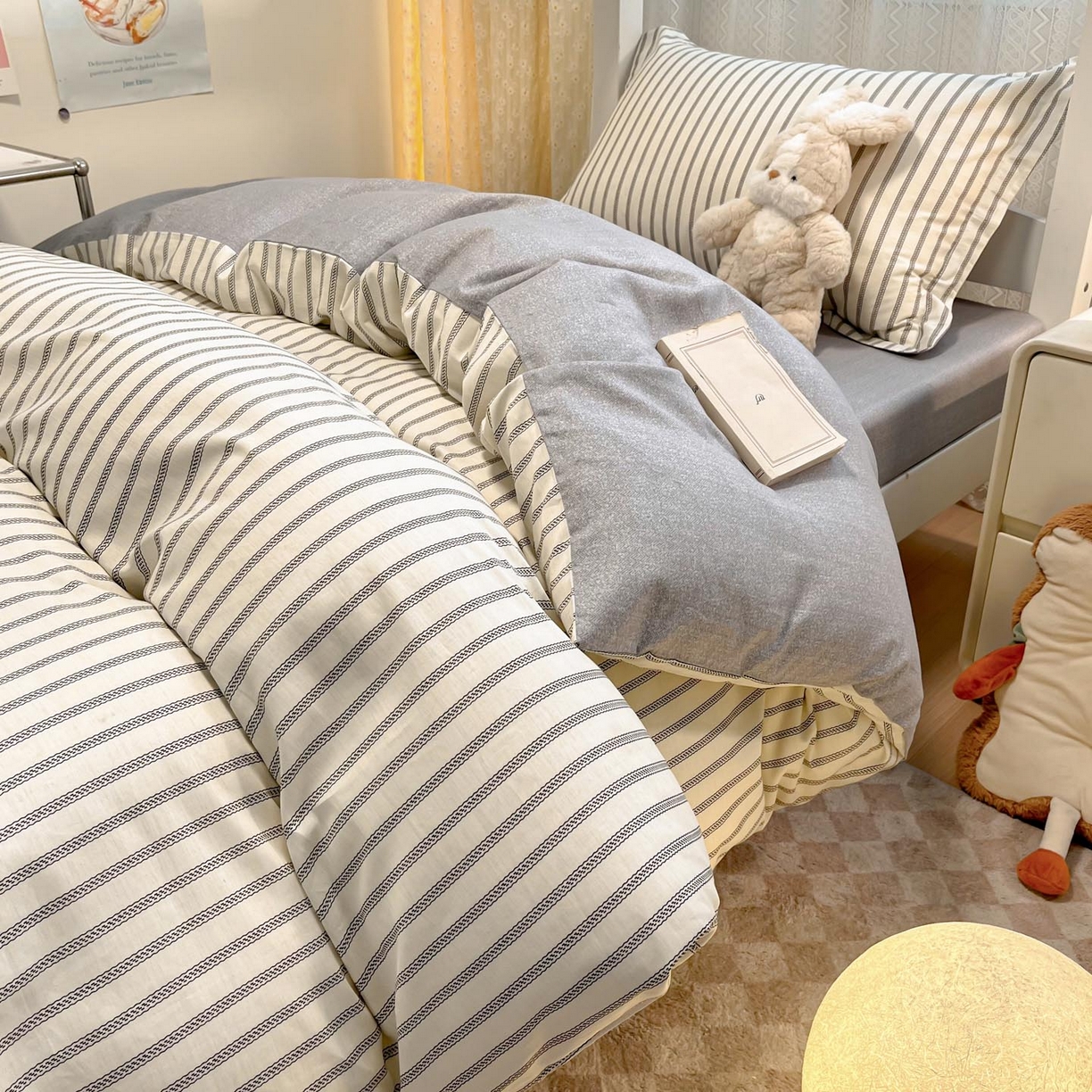 91家纺网 家纺一手货源 找家纺 涵宸家纺 2025新款学生图-全棉印花-甜系三件套四件套 D写书