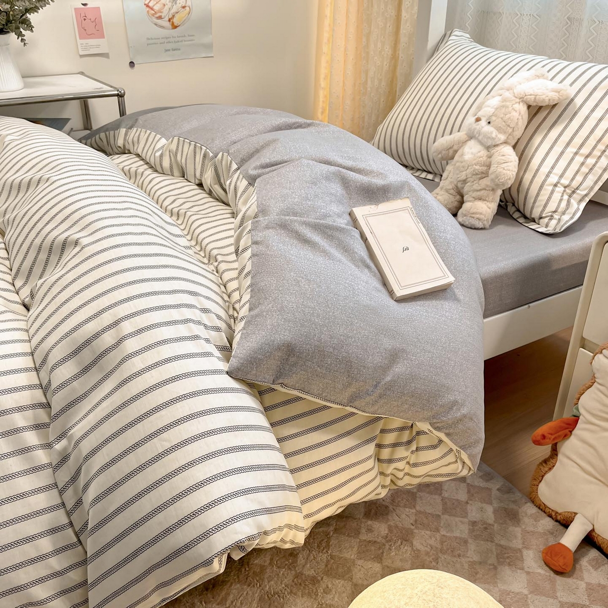 91家纺网 家纺一手货源 找家纺 涵宸家纺 2025新款学生图-全棉印花-甜系三件套四件套 D写书