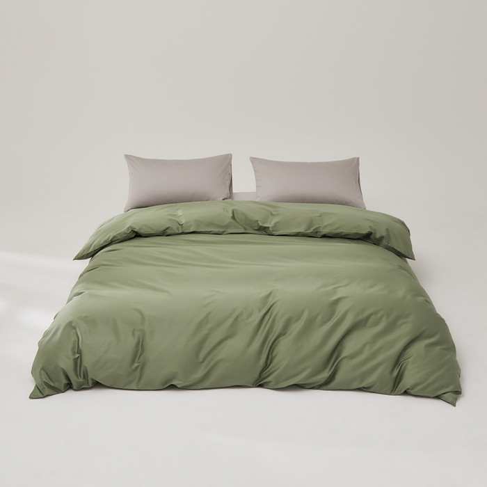 91家纺网 家纺一手货源 找家纺 有点武功 2025新款100S全棉贡缎长绒棉纯色单被套居家学生宿舍简约轻奢纯棉被套 抹茶绿