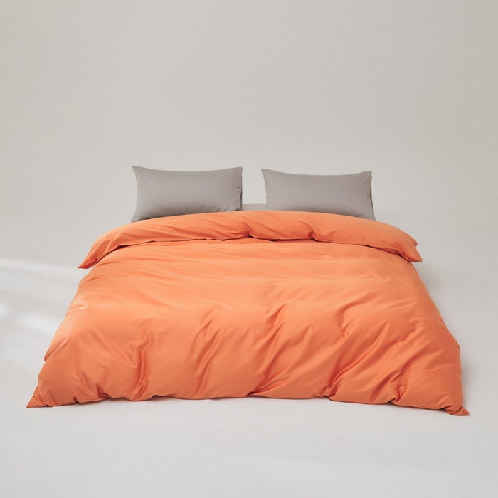 91家纺网 家纺一手货源 找家纺 有点武功 2025新款100S全棉贡缎长绒棉纯色单被套居家学生宿舍简约轻奢纯棉被套 浅桔色