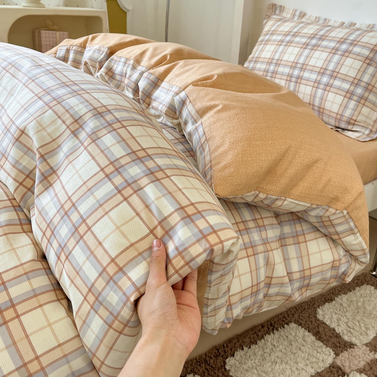 91家纺网 家纺一手货源 找家纺 涵宸家纺 2025新款学生图-全棉印花-甜系三件套四件套 D约里克