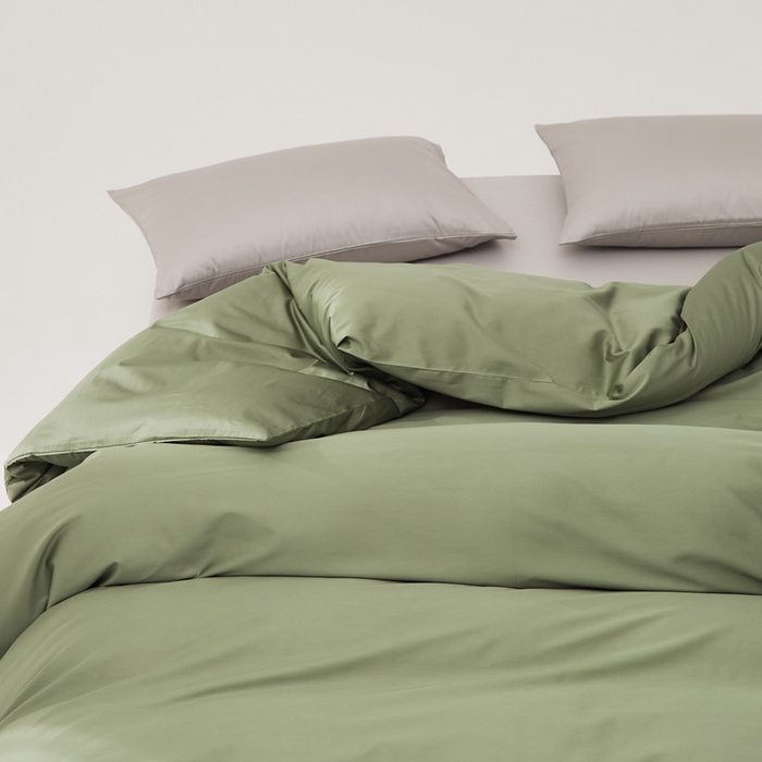 91家纺网 家纺一手货源 找家纺 有点武功 2025新款100S全棉贡缎长绒棉纯色单被套居家学生宿舍简约轻奢纯棉被套 抹茶绿