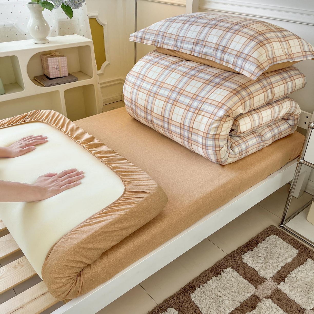 91家纺网 家纺一手货源 找家纺 涵宸家纺 2025新款学生图-全棉印花-甜系三件套四件套 D约里克