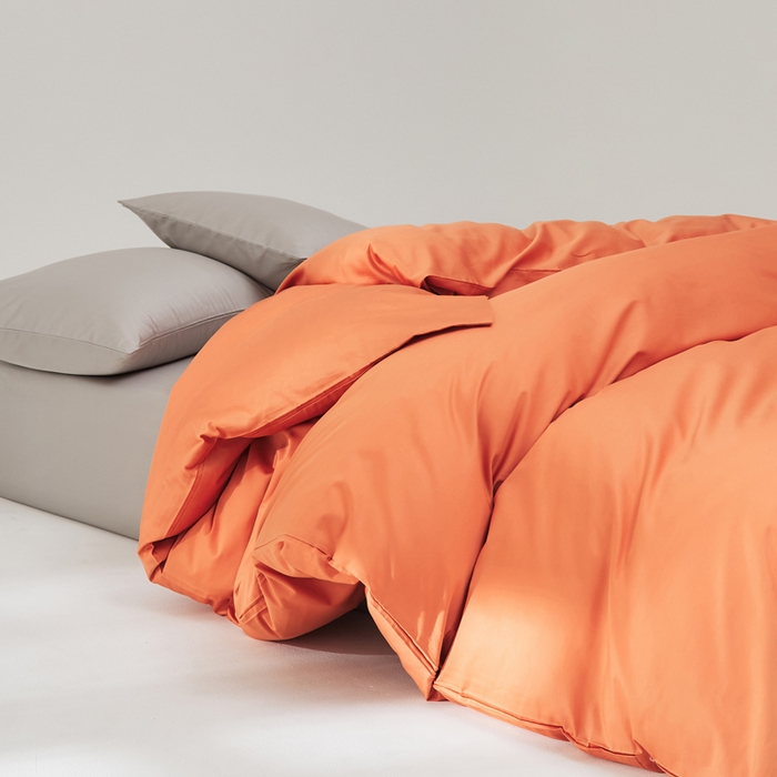有点武功 2025新款100S全棉贡缎长绒棉纯色单被套居家学生宿舍简约轻奢纯棉被套 浅桔色