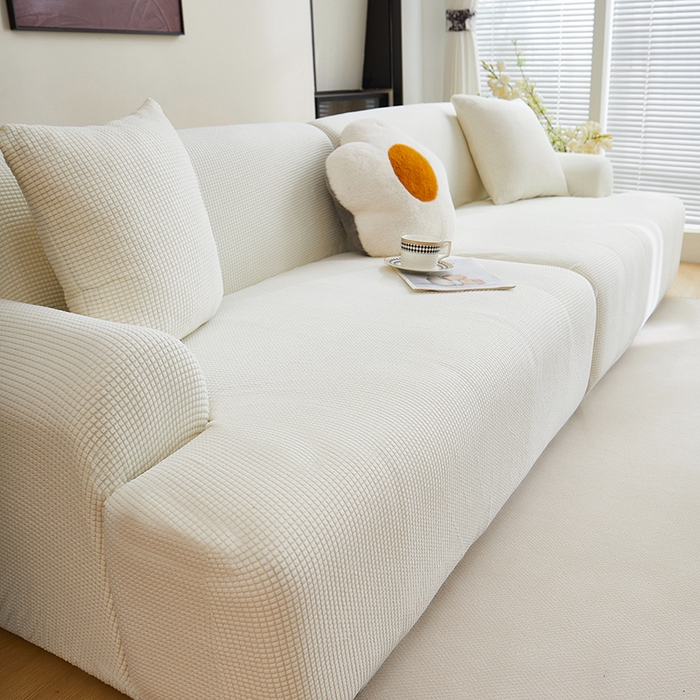91家纺网 家纺一手货源 找家纺 丝绮鹿  2025新款玉米粒沙发套 奶白