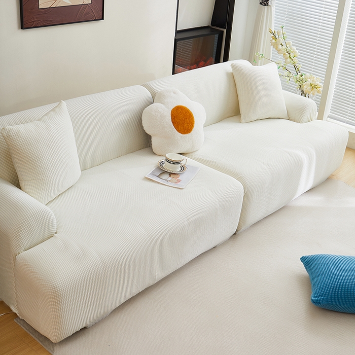 丝绮鹿  2025新款玉米粒沙发套 奶白