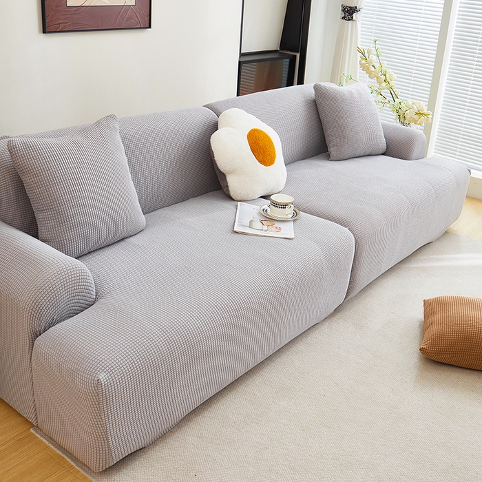 91家纺网 家纺一手货源 找家纺 丝绮鹿  2025新款玉米粒沙发套 浅灰