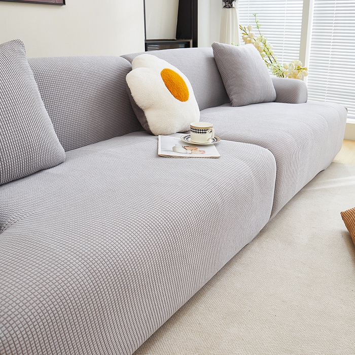 91家纺网 家纺一手货源 找家纺 丝绮鹿  2025新款玉米粒沙发套 浅灰