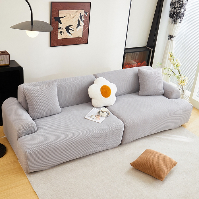 91家纺网 家纺一手货源 找家纺 丝绮鹿  2025新款玉米粒沙发套 浅灰