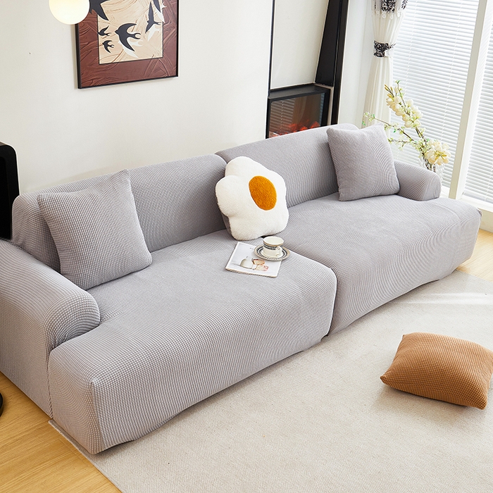 91家纺网 家纺一手货源 找家纺 丝绮鹿  2025新款玉米粒沙发套 浅灰