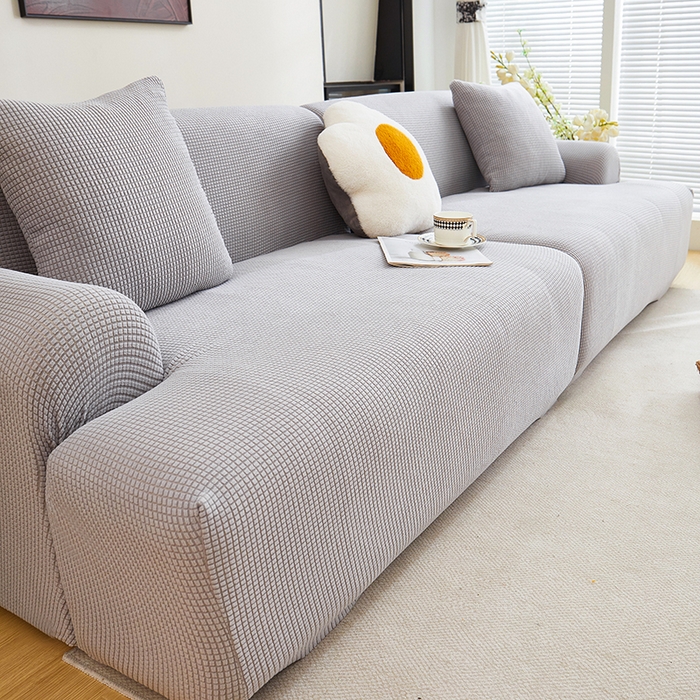91家纺网 家纺一手货源 找家纺 丝绮鹿  2025新款玉米粒沙发套 浅灰