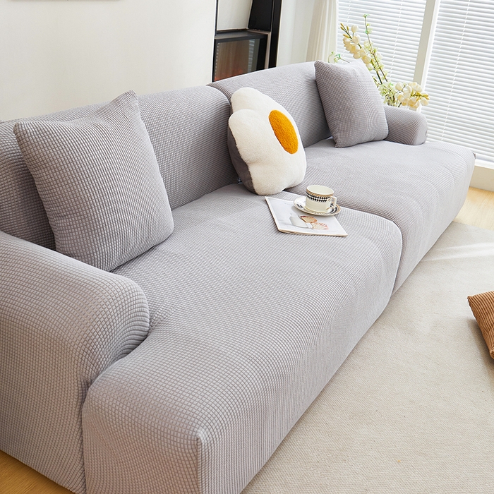 91家纺网 家纺一手货源 找家纺 丝绮鹿  2025新款玉米粒沙发套 浅灰