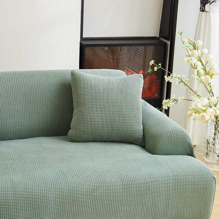 91家纺网 家纺一手货源 找家纺 丝绮鹿  2025新款玉米粒沙发套 青色