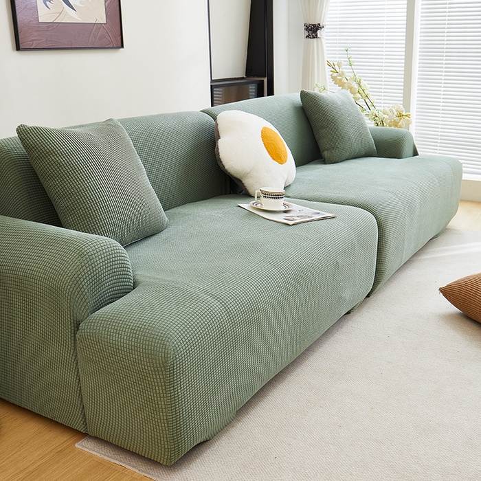 91家纺网 家纺一手货源 找家纺 丝绮鹿  2025新款玉米粒沙发套 青色