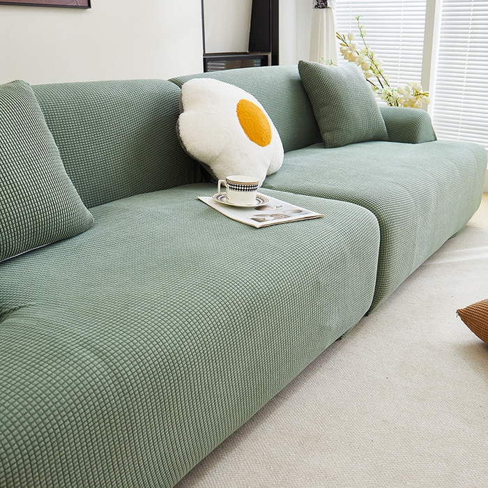 91家纺网 家纺一手货源 找家纺 丝绮鹿  2025新款玉米粒沙发套 青色