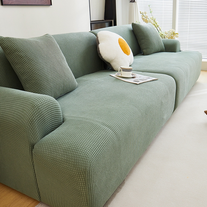 91家纺网 家纺一手货源 找家纺 丝绮鹿  2025新款玉米粒沙发套 青色