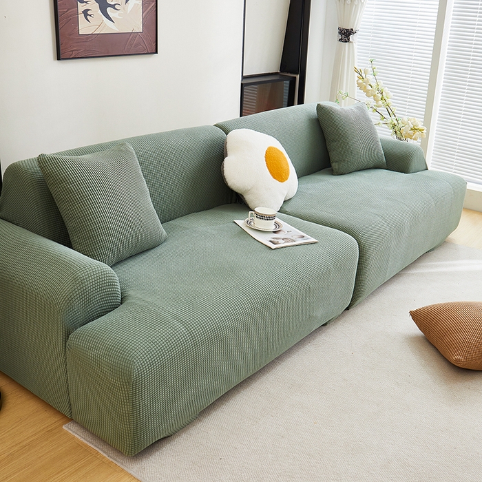 91家纺网 家纺一手货源 找家纺 丝绮鹿  2025新款玉米粒沙发套 青色