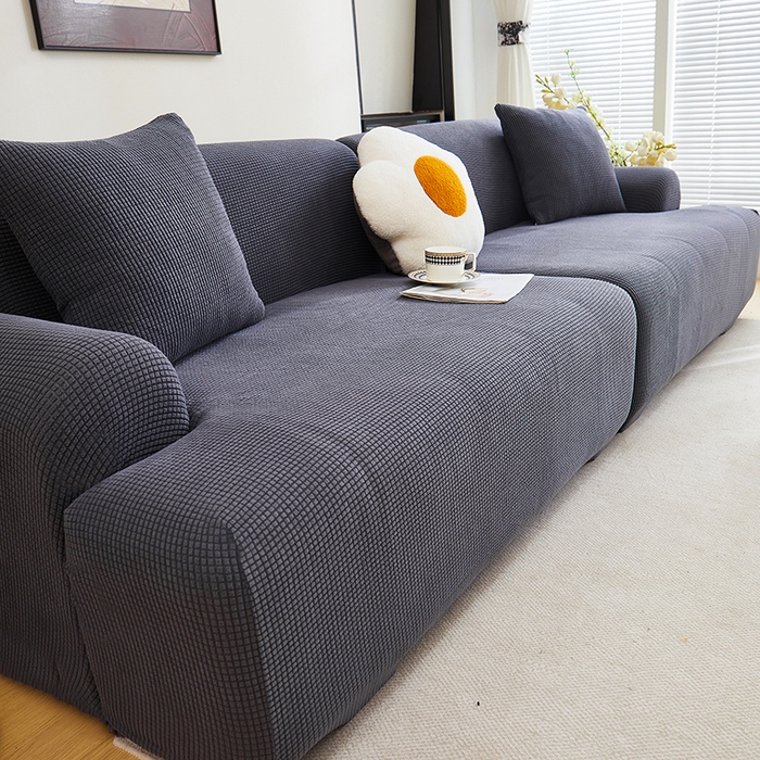 91家纺网 家纺一手货源 找家纺 丝绮鹿  2025新款玉米粒沙发套 深灰
