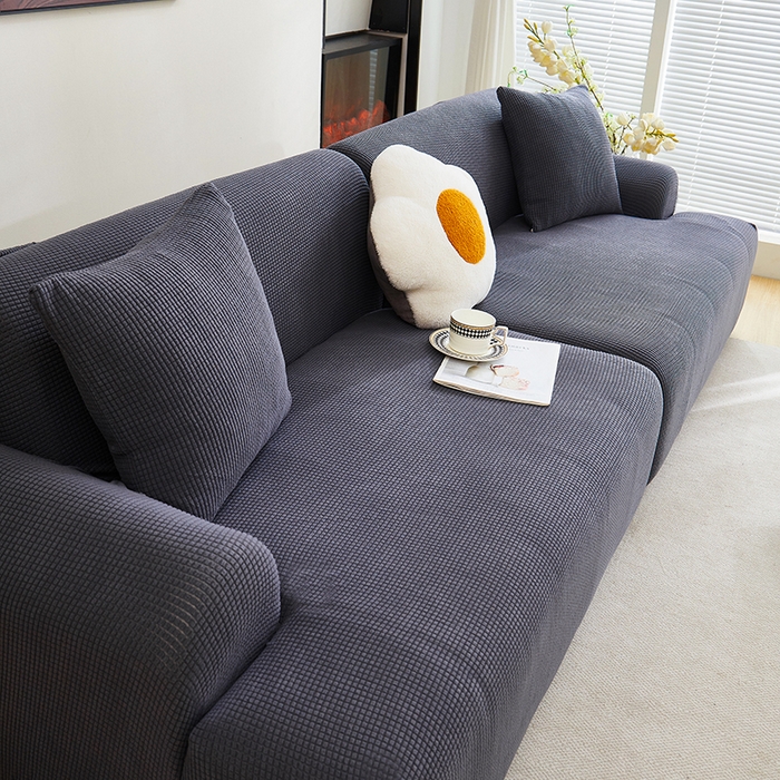 91家纺网 家纺一手货源 找家纺 丝绮鹿  2025新款玉米粒沙发套 深灰