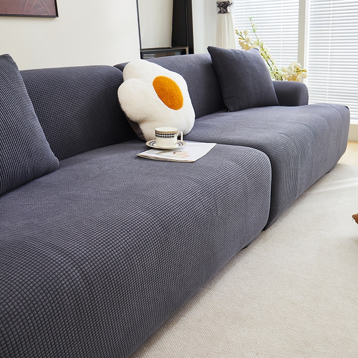 91家纺网 家纺一手货源 找家纺 丝绮鹿  2025新款玉米粒沙发套 深灰