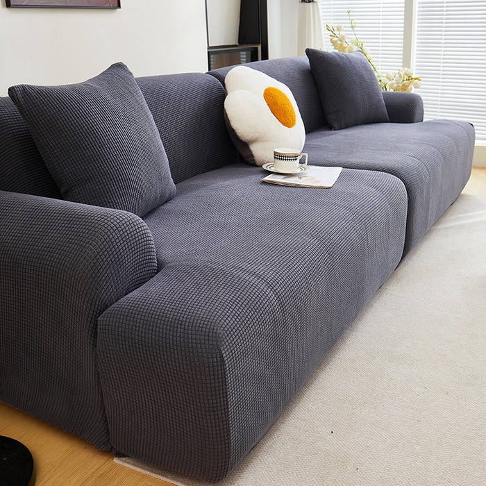 91家纺网 家纺一手货源 找家纺 丝绮鹿  2025新款玉米粒沙发套 深灰