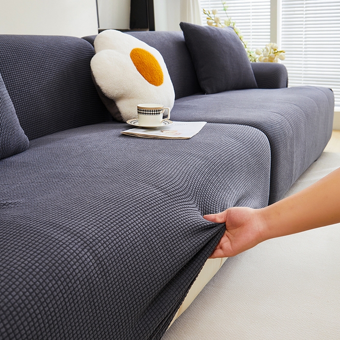 91家纺网 家纺一手货源 找家纺 丝绮鹿  2025新款玉米粒沙发套 深灰