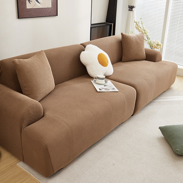 91家纺网 家纺一手货源 找家纺 丝绮鹿  2025新款玉米粒沙发套 驼色