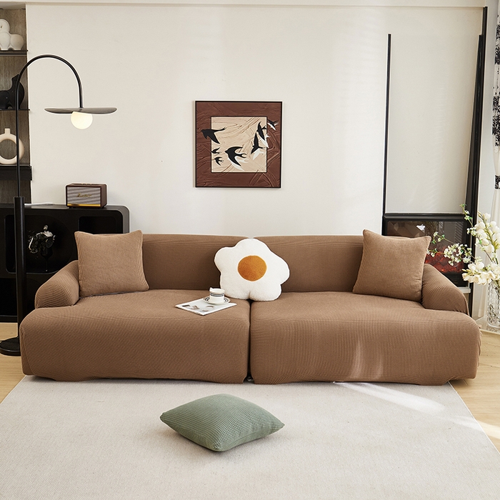 91家纺网 家纺一手货源 找家纺 丝绮鹿  2025新款玉米粒沙发套 驼色