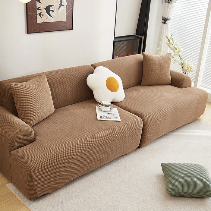 91家纺网 家纺一手货源 找家纺 丝绮鹿  2025新款玉米粒沙发套 驼色