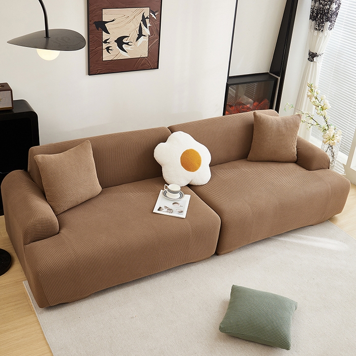 91家纺网 家纺一手货源 找家纺 丝绮鹿  2025新款玉米粒沙发套 驼色