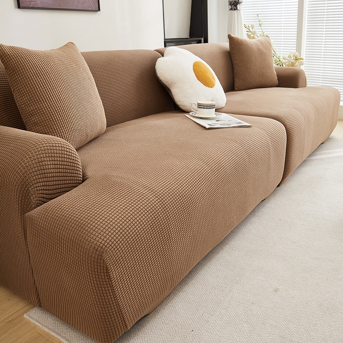 91家纺网 家纺一手货源 找家纺 丝绮鹿  2025新款玉米粒沙发套 驼色